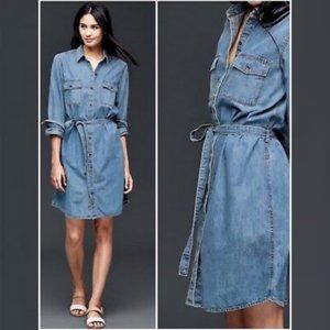 Gap Jean/Shirt Dress Small Blue Casual Button-Up Above Knee